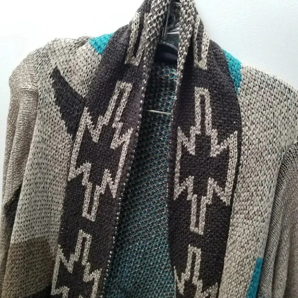 LINE the label aztec  woven cotton drape open front cardigan M - Picture 3 of 10